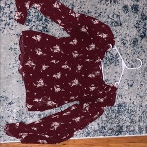 burgundy floral light weight top